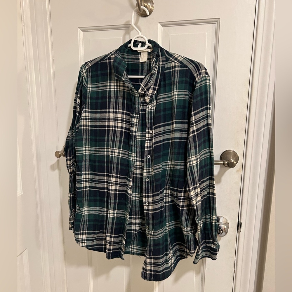H&M Green Plaid Flannel Shirt